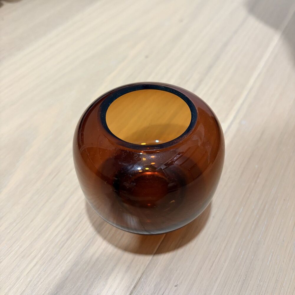 CB2 Coco Smoked Amber Glass Tealight Candle Holder EUC - Picture 4 of 6